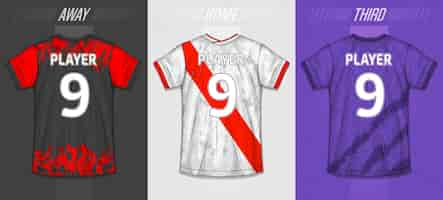 Vector gratuito colección de camisetas deportivas - kit de fútbol para sublimación