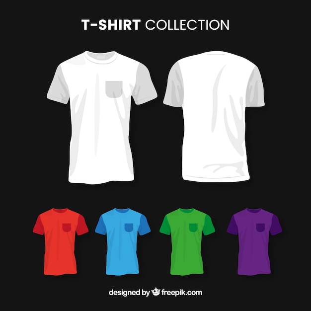 Colección de camisetas de diferentes colores en 2d