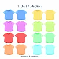 Vector gratuito colección de camisetas de diferentes colores en 2d