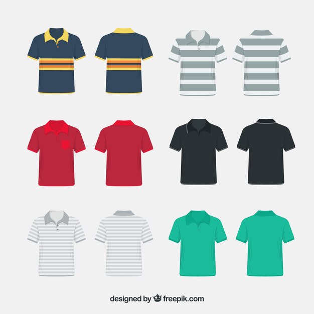 Colección de camisetas de polo con patrones variados