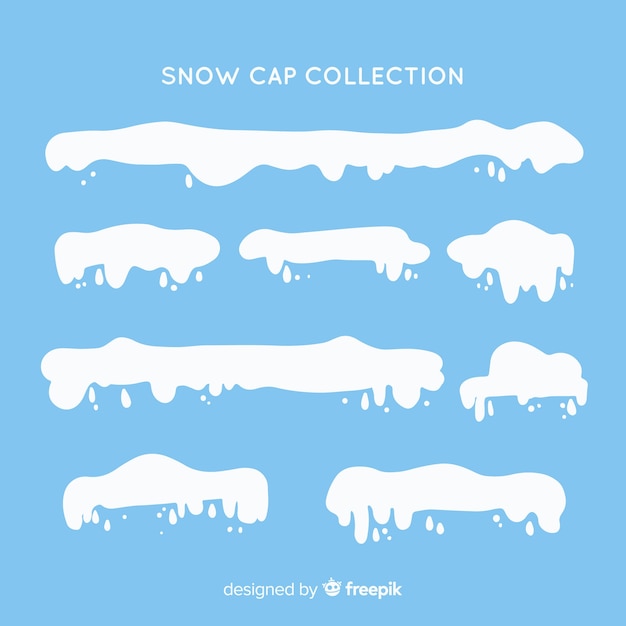 Vector gratuito colección de capas de nieve en diseño plano