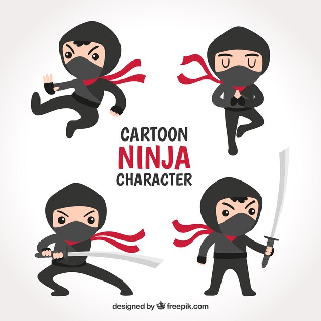 Colección de caracteres de comic de ninja