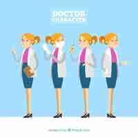 Vector gratuito colección de caracteres de doctoras