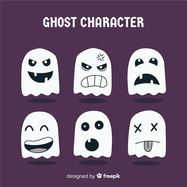 Vector gratuito colección de caracteres de fantasmas de halloween
