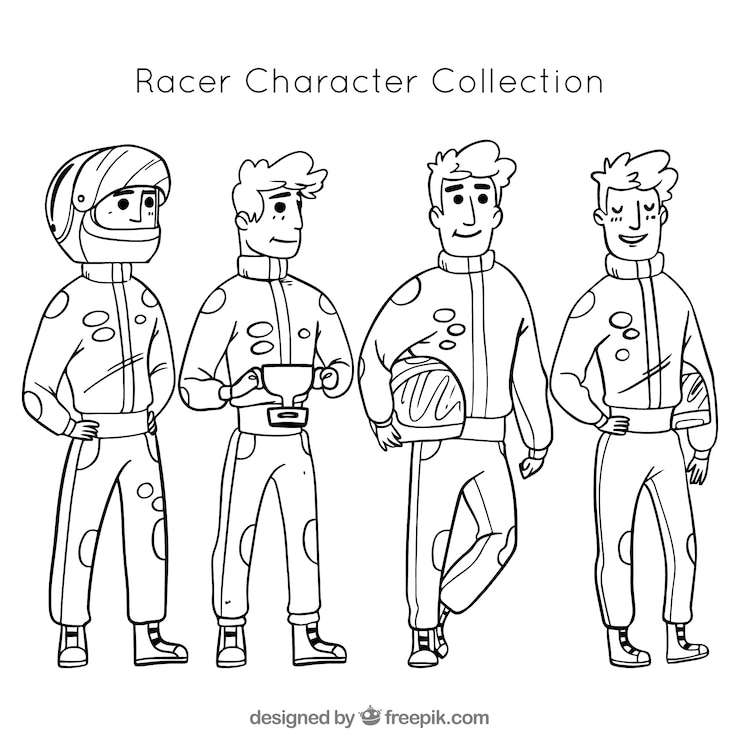Vector gratuito colección de caracteres de formula 1