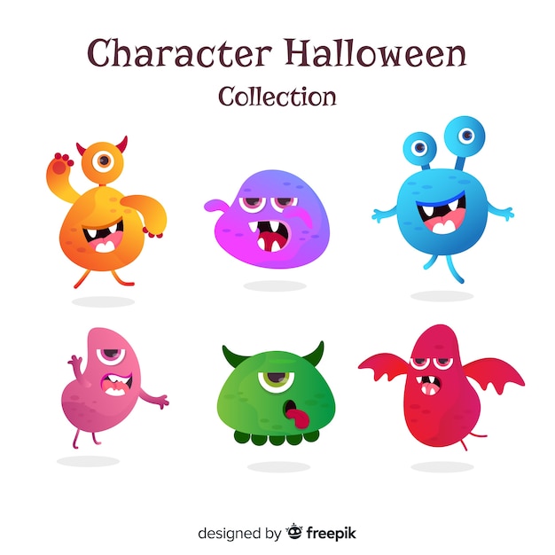 Colección de caracteres gradientes de halloween