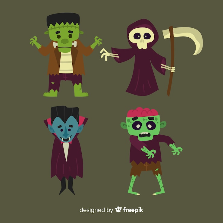 Vector gratuito colección de caracteres de halloween