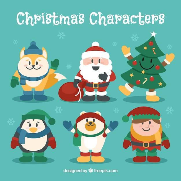 Colección de caracteres de navidad graciosos