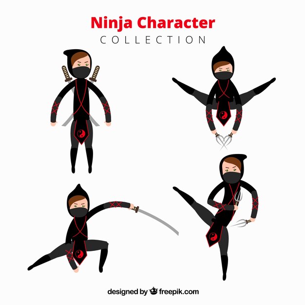 Colección de caracteres de ninjas