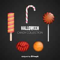 Vector gratuito colección de caramelos de halloween con diseño realista
