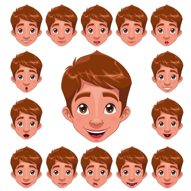 Vector gratuito colección de caras de chico