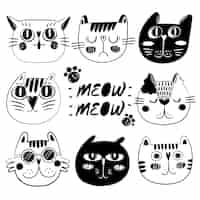 Vector gratuito colección de caras de gatos