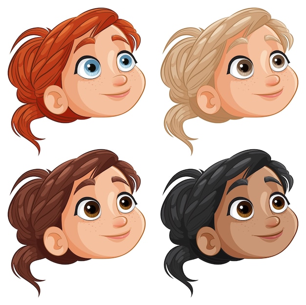 Vector gratuito colección de caricaturas femeninas diversas