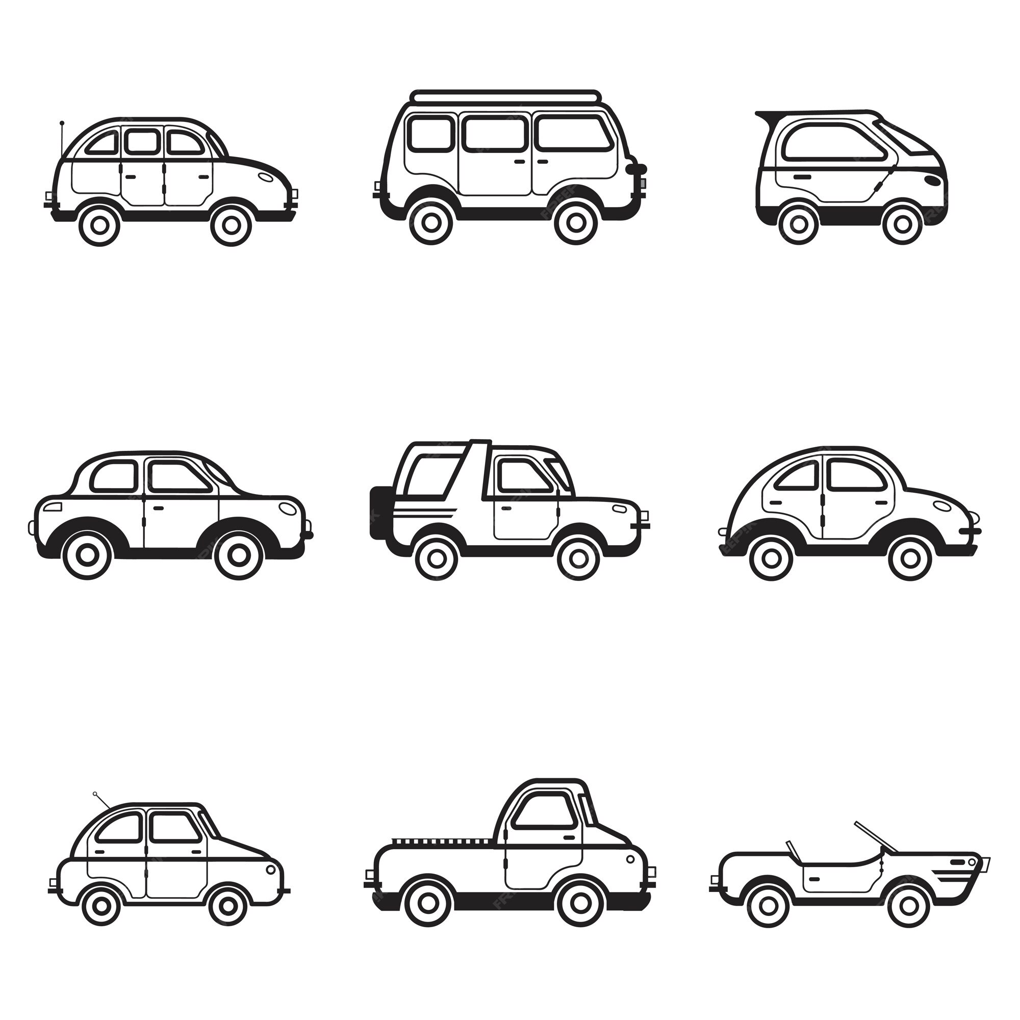 Carretilla vendaje Naufragio Colección de carros y camiones de ilustración. | Vector Gratis