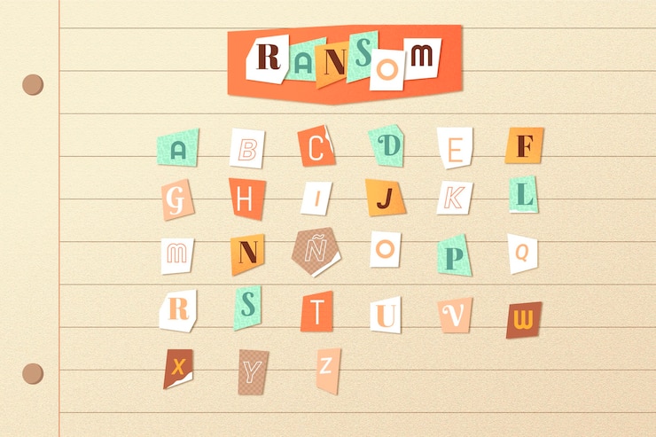 Vector gratuito colección de cartas de notas de rescate de estilo de papel