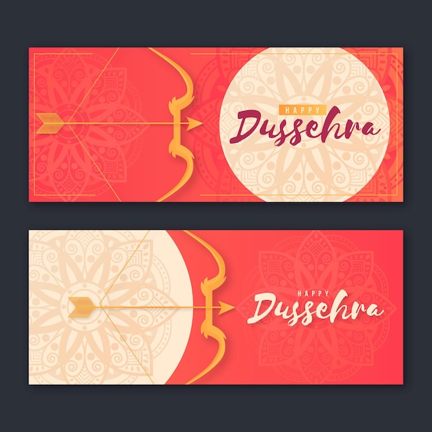 Vector gratuito colección de carteles de dussehra con flechas