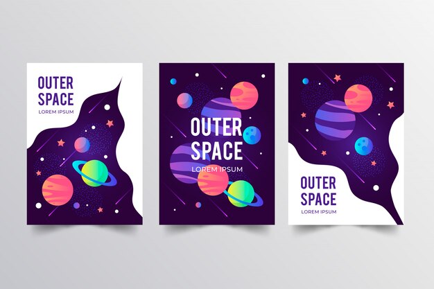 Colección de carteles del espacio exterior.