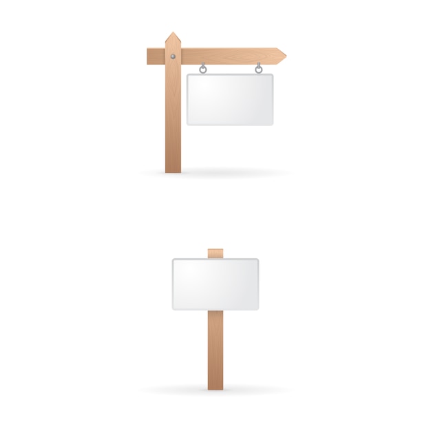 Colección de carteles de madera en blanco