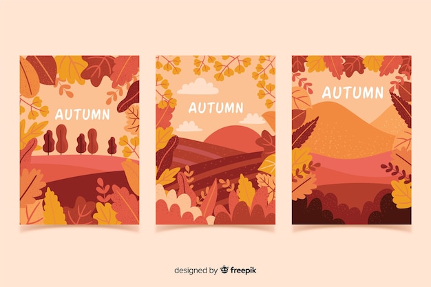 Vector gratuito colección de carteles de otoño dibujados a mano