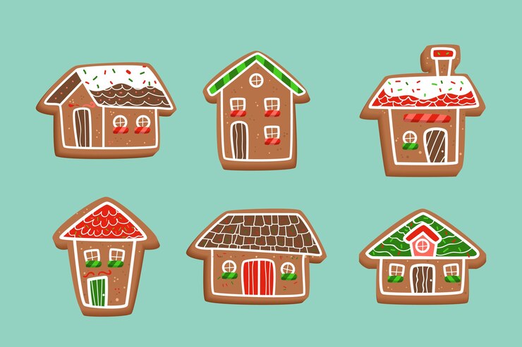 Vector gratuito colección de casa de pan de jengibre dibujada a mano