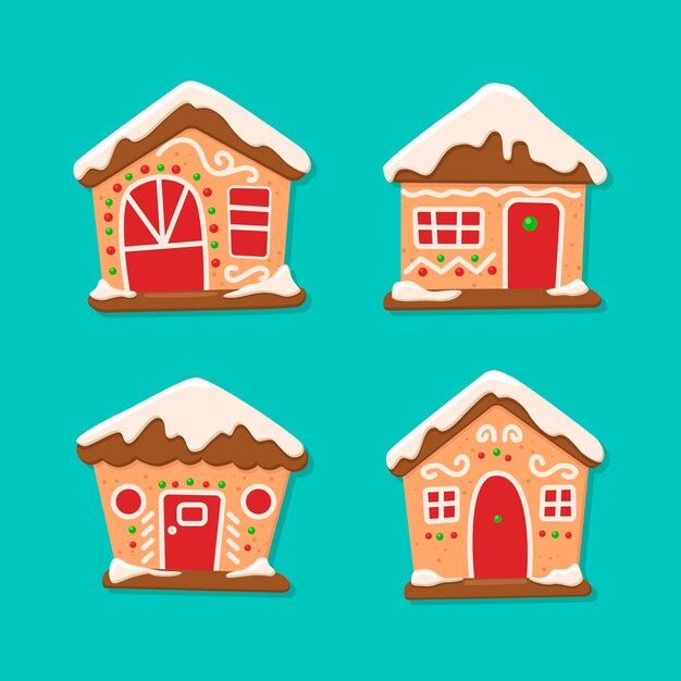 Colección de la casa de pan de jengibre para navidad