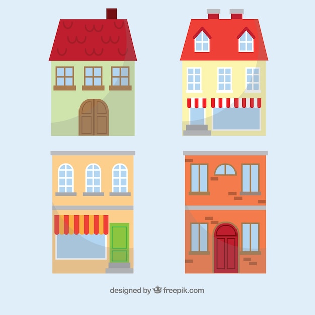 Vector gratuito colección de casas en colores vivos