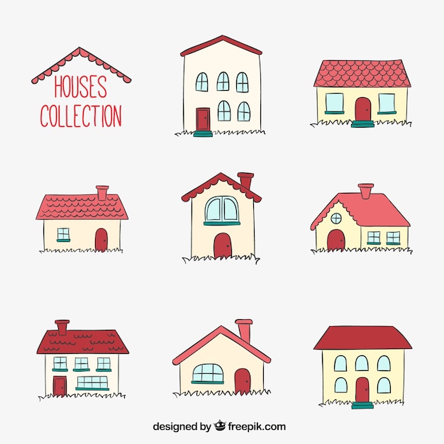 Vector gratuito colección de casas dibujadas a mano