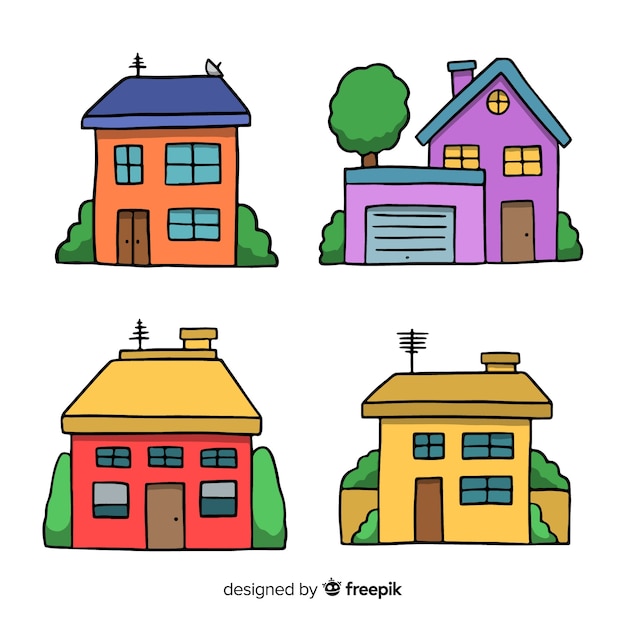 Vector gratuito colección casas dibujadas a mano