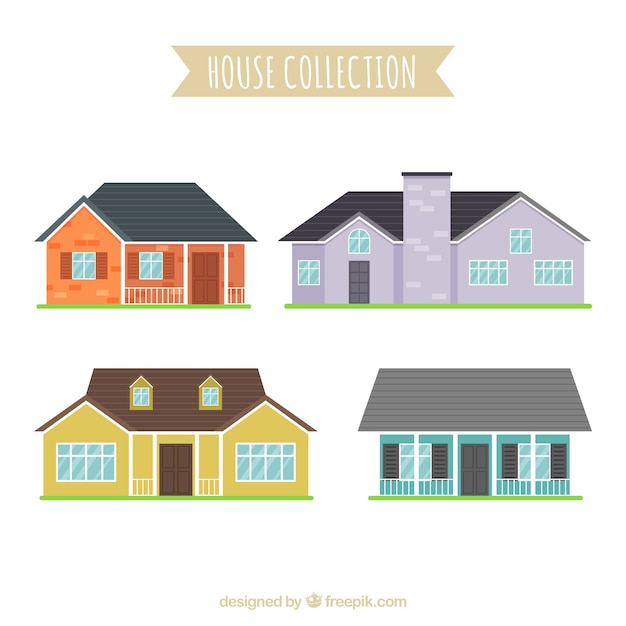 Vector gratuito colección de casas en diseño plano