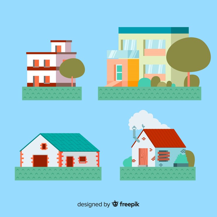 Vector gratuito colección de casas en estilo flat