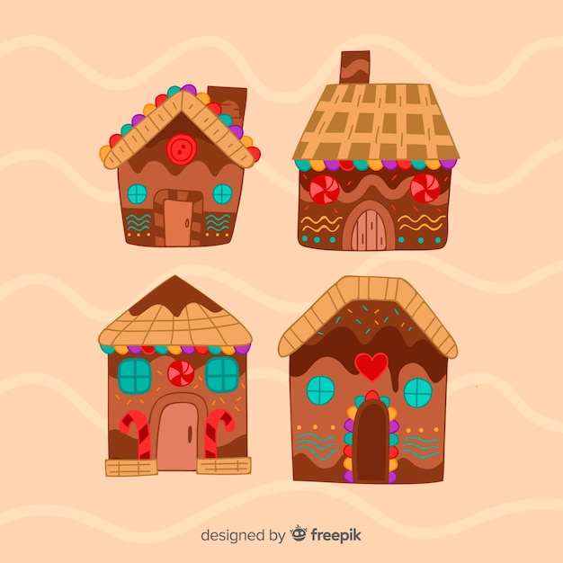 Vector gratuito colección de casas de galleta de jengibre