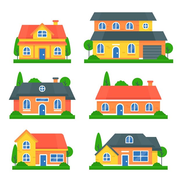 Colección de casas y jardines