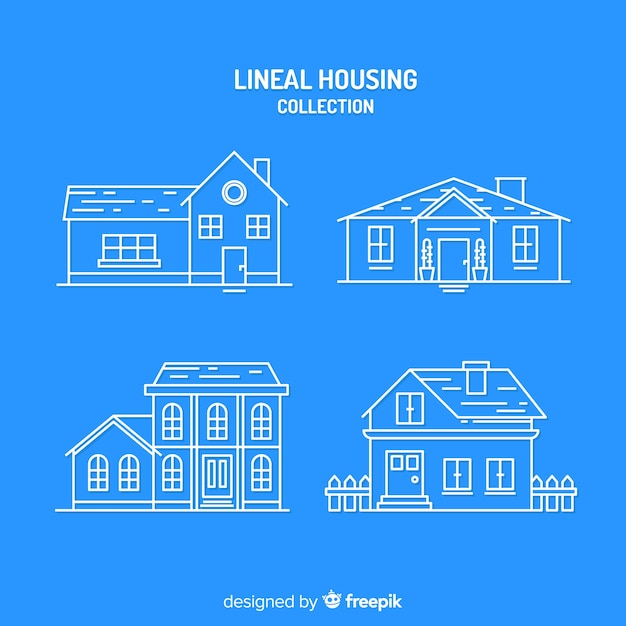 Vector gratuito colección de casas lineales