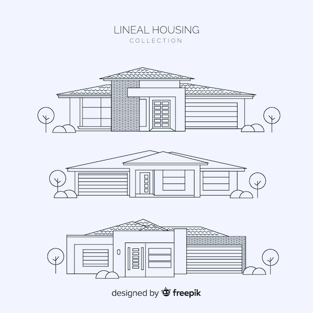 Vector gratuito colección de casas lineales