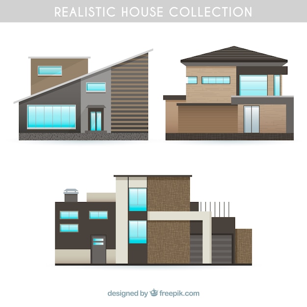Vector gratuito colección de casas modernas realistas