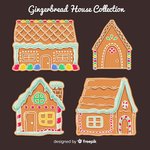 Vector gratuito colección casas pan de jengibre coloridas