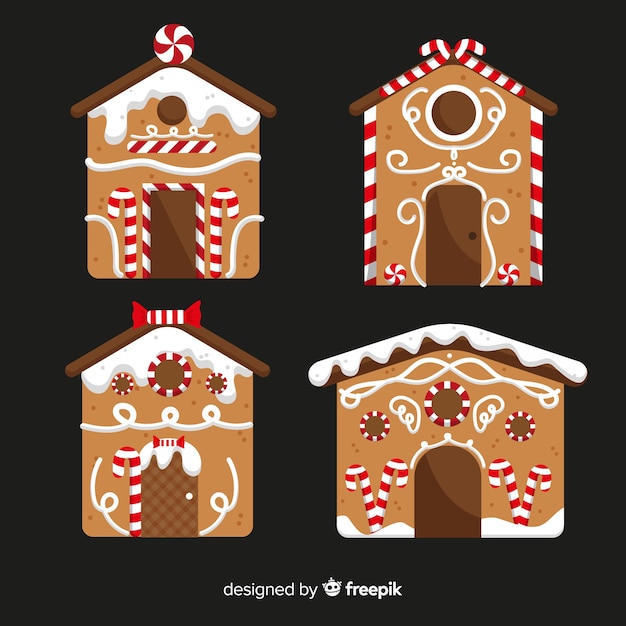 Vector gratuito colección casas pan de jengibre