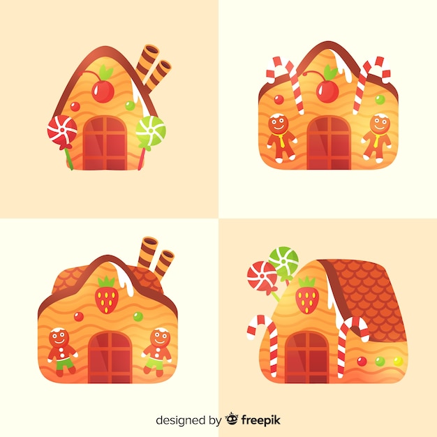 Vector gratuito colección de casas de pan de jengibre