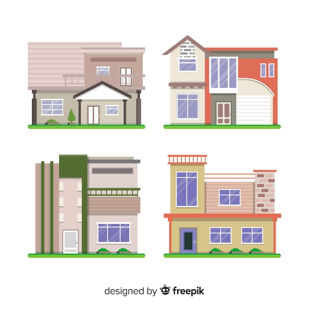 Colección de casas residenciales en estilo flat