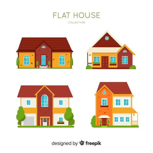 Colección de casas residenciales en estilo flat