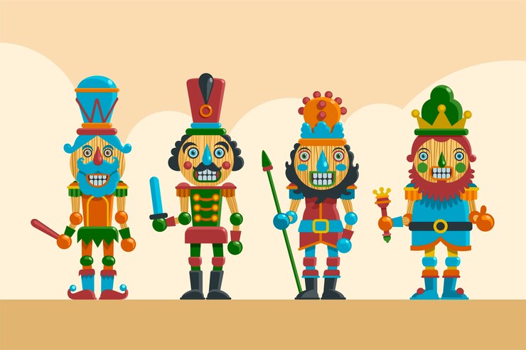 Vector gratuito colección cascanueces navideños dibujados a mano