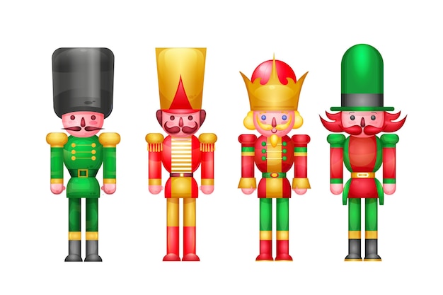 Colección cascanueces navideños dibujados a mano