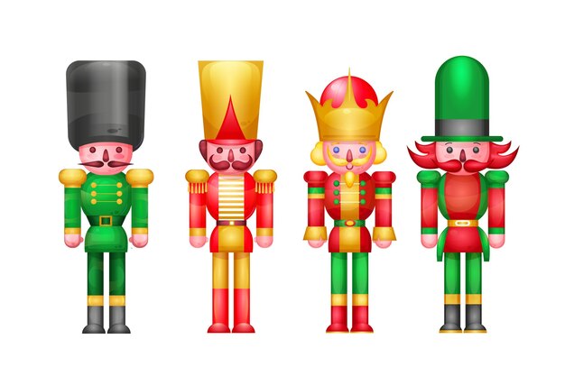 Colección cascanueces navideños dibujados a mano