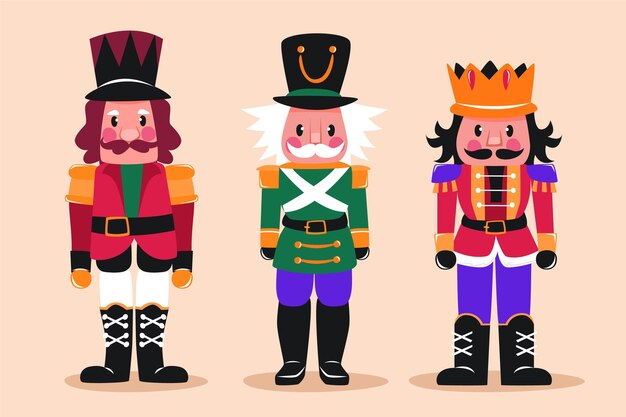 Colección de cascanueces navideños planos