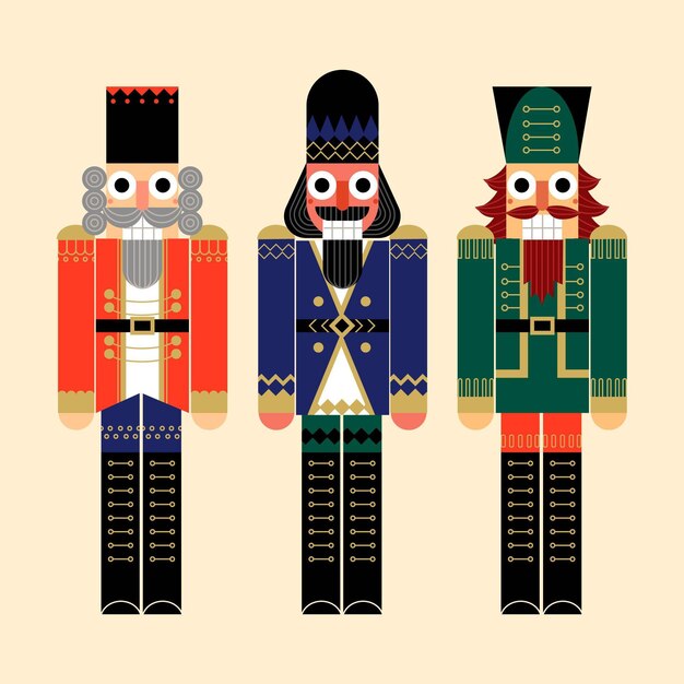 Colección de cascanueces navideños planos