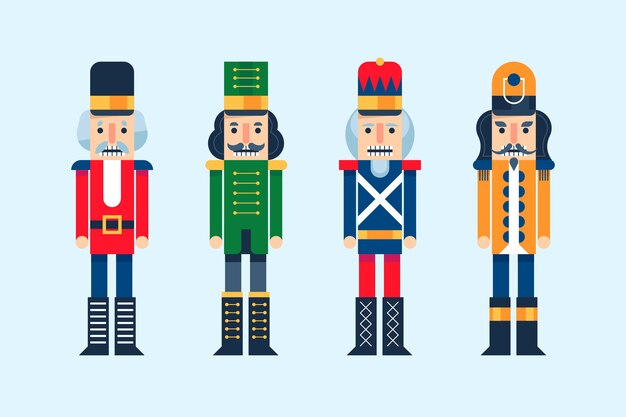 Colección de cascanueces navideños planos