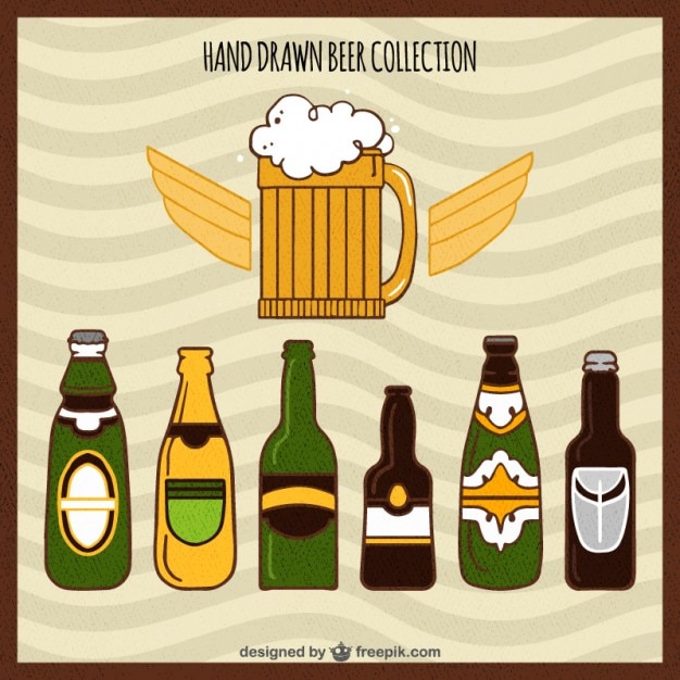 Vector gratuito colección de cervezas dibujadas a mano