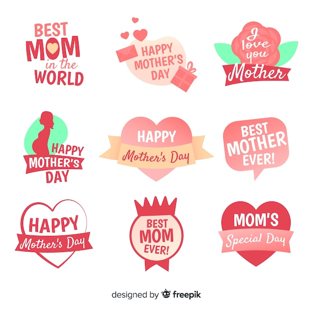 Vector gratuito colección chapas día de la madre