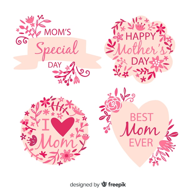 Vector gratuito colección chapas florales día de la madre