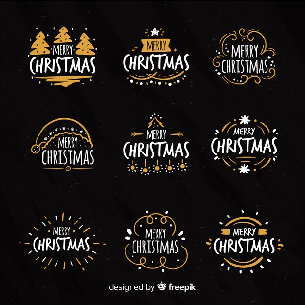 Colección chapas navidad caligráficas